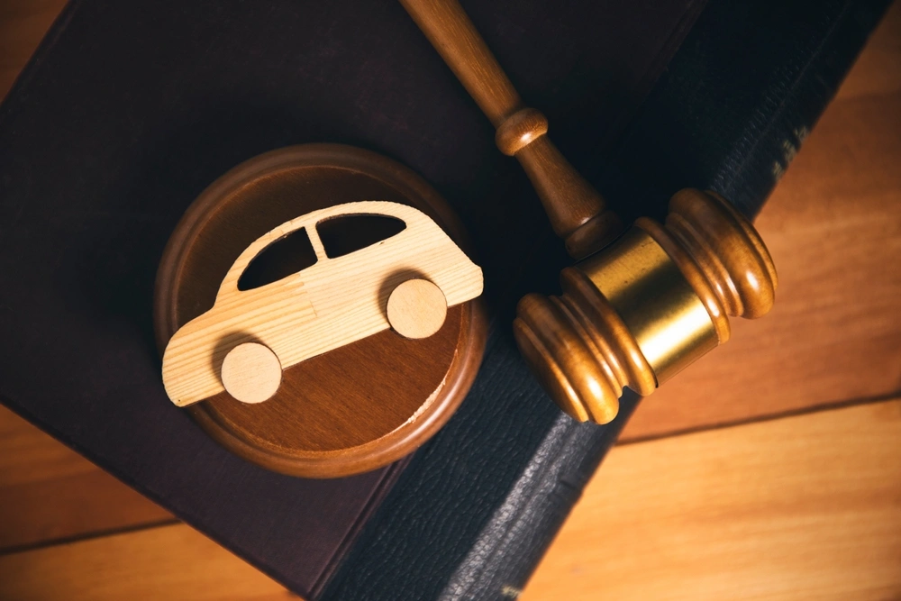 Car Accident Lawsuit. Lawyer table